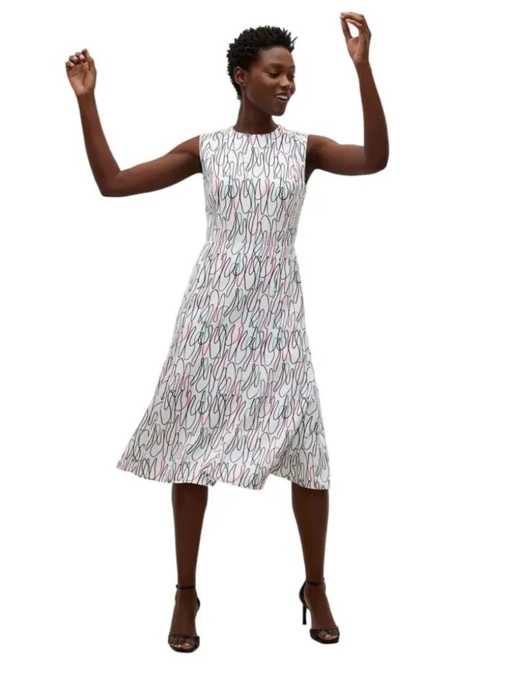 M.M.LaFleur The Jane Midi A-Line Dress Size 2 Freeform Multi Abstract Print